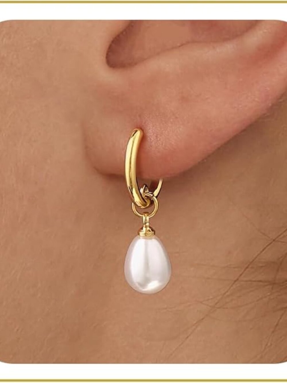 Robaice 14K Gold Plated Pearl Drop Earrings